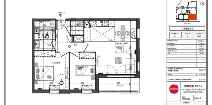 Image 1 sur 2 - Appartement  ·  Location · Amiens (80000) · 3 pièces · 60m²