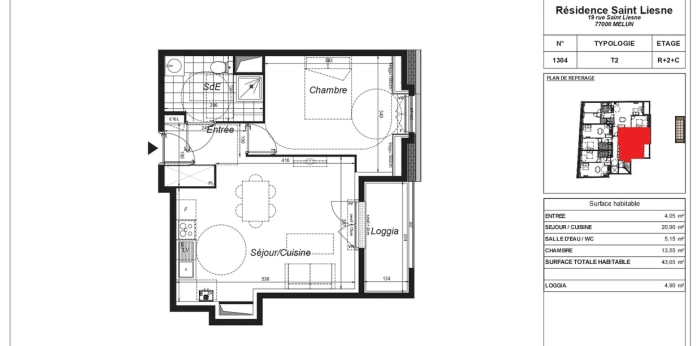 Image 2 sur 10 - Appartement  ·  Location · Melun (77000) · 2 pièces · 44m²