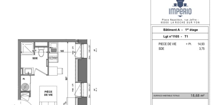 Image 1 sur 7 - Appartement  ·  Location · La Roche Sur Yon (85000) · 1 pièce · 19m²