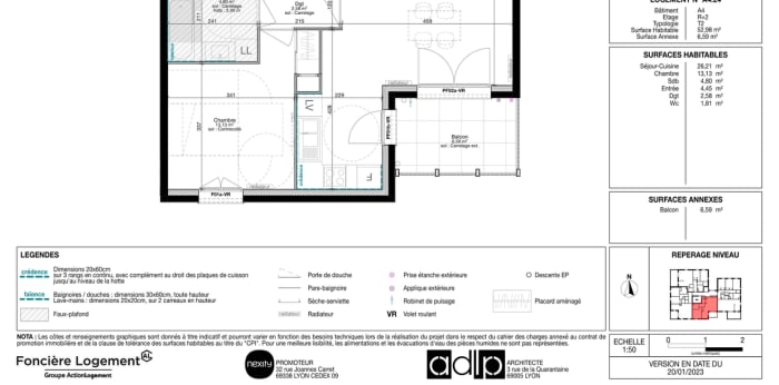 Image 1 sur 1 - Appartement  ·  Location · St Fons (69190) · 2 pièces · 53m²