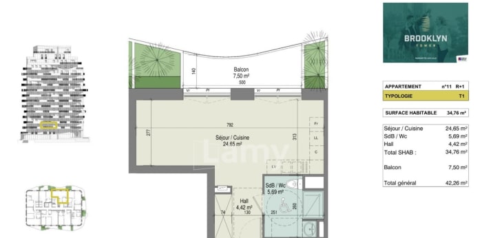 Image 5 sur 7 - Appartement  ·  Location · Marquette Lez Lille (59520) · 1 pièce · 35m²