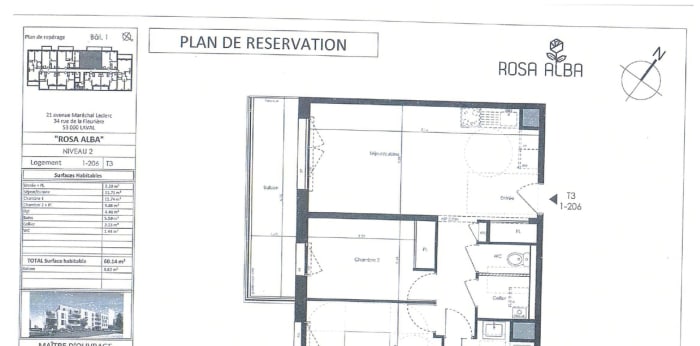 Image 1 sur 2 - Appartement  ·  Location · Laval (53000) · 3 pièces · 60m²