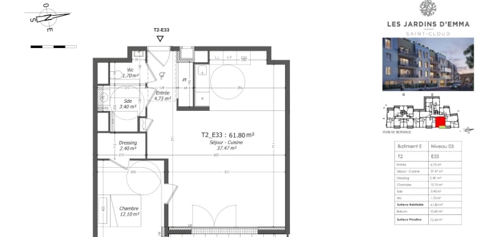 Image 6 sur 6 - Appartement  ·  Location · Saint Cloud (92210) · 2 pièces · 62m²