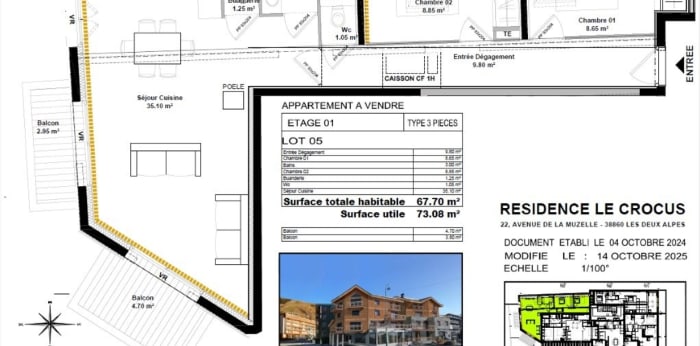 Image 3 sur 3 - Appartement  ·  Vente · Les Deux Alpes (38860) · 3 pièces · 68m²