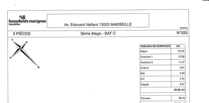 Image 1 sur 5 - Appartement  ·  Vente · Marseille (13003) · 3 pièces · 60m²