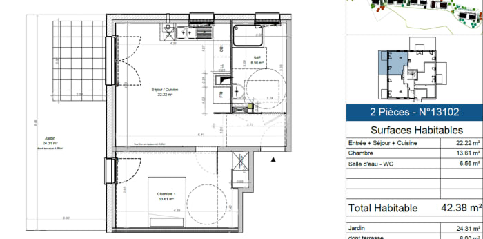Image 2 sur 3 - Appartement  ·  Location · Etampes (91150) · 2 pièces · 42m²