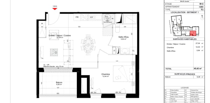 Image 1 sur 1 - Appartement  ·  Location · Guidel (56520) · 2 pièces · 45m²