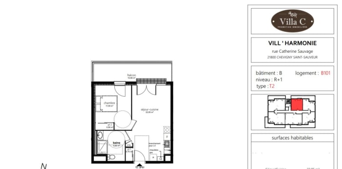 Image 1 sur 2 - Appartement  ·  Location · Chevigny St Sauveur (21800) · 2 pièces · 41m²