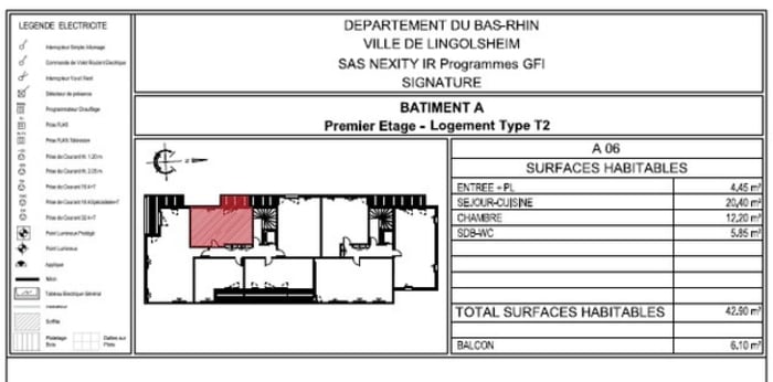 Image 1 sur 2 - Appartement  ·  Location · Lingolsheim (67380) · 2 pièces · 43m²