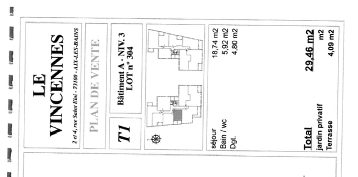 Image 3 sur 6 - Appartement  ·  Location · Aix Les Bains (73100) · 1 pièce · 29m²