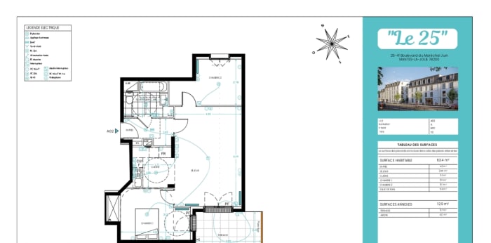 Image 1 sur 1 - Appartement  ·  Location · Mantes La Jolie (78200) · 3 pièces · 63m²