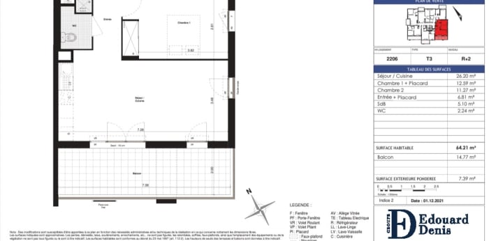 Image 9 sur 9 - Appartement  ·  Location · Sathonay Camp (69580) · 3 pièces · 64m²