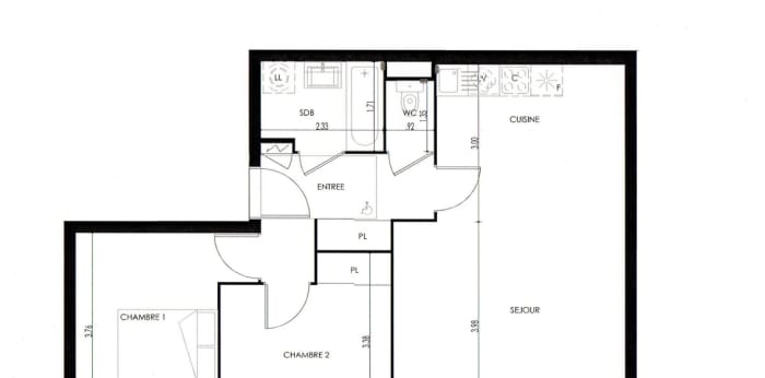 Image 3 sur 3 - Appartement  ·  Location · Seclin (59113) · 3 pièces · 61m²