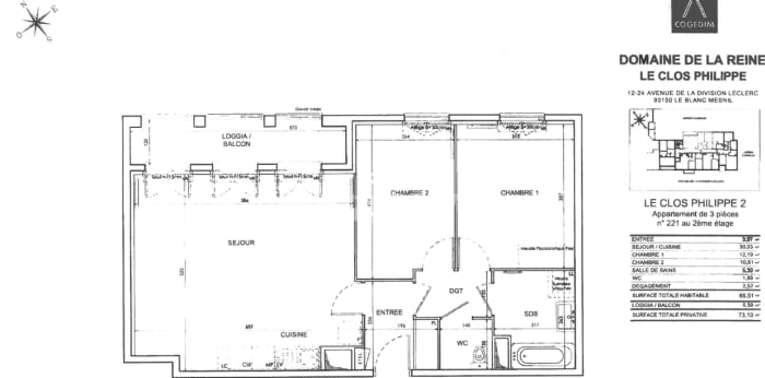 Image 1 sur 1 - Appartement  ·  Location · Le Blanc Mesnil (93150) · 3 pièces · 67m²