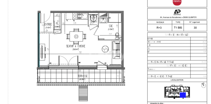 Image 1 sur 1 - Appartement  ·  Location · Brest (29200) · 1 pièce · 35m²