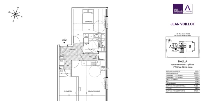 Image 7 sur 8 - Appartement  ·  Location · Villeurbanne (69100) · 3 pièces · 72m²