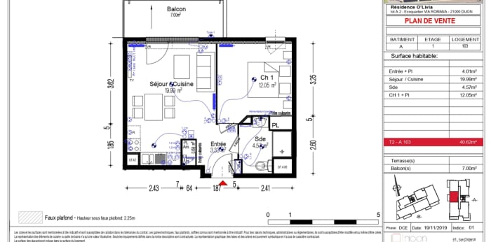 Image 1 sur 2 - Appartement  ·  Location · Dijon (21000) · 2 pièces · 41m²