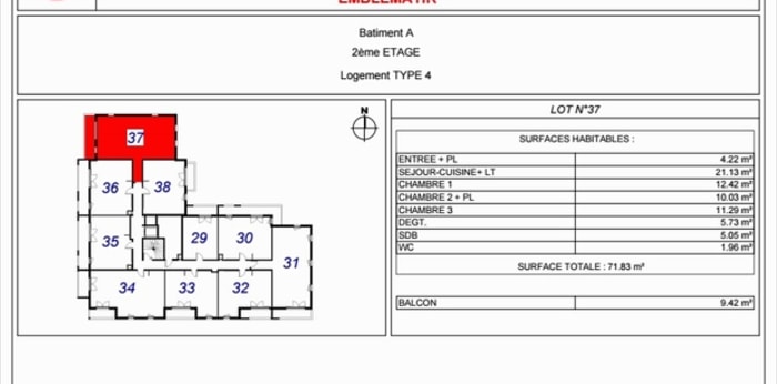 Image 2 sur 2 - Appartement  ·  Location · Laval (53000) · 4 pièces · 72m²