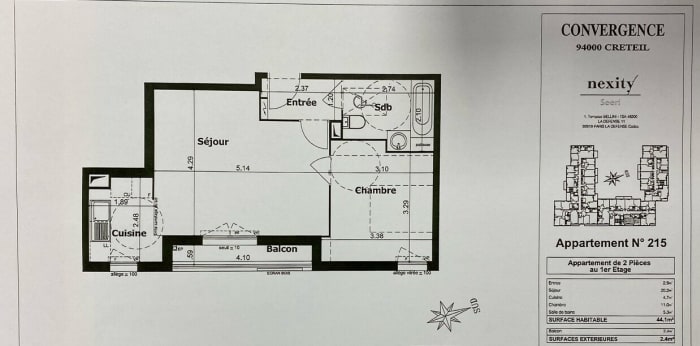 Image 1 sur 4 - Appartement  ·  Location · Creteil (94000) · 2 pièces · 44m²