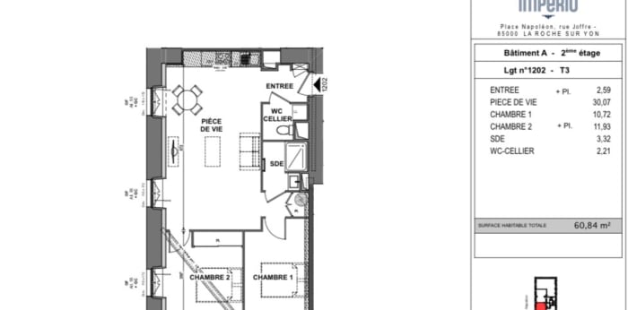 Image 1 sur 10 - Appartement  ·  Location · La Roche Sur Yon (85000) · 3 pièces · 61m²