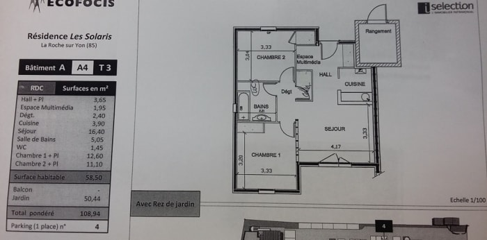 Image 6 sur 12 - Appartement  ·  Location · La Roche Sur Yon (85000) · 3 pièces · 59m²