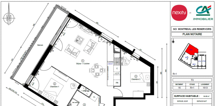 Image 1 sur 1 - Appartement  ·  Location · Montreuil (93100) · 3 pièces · 65m²