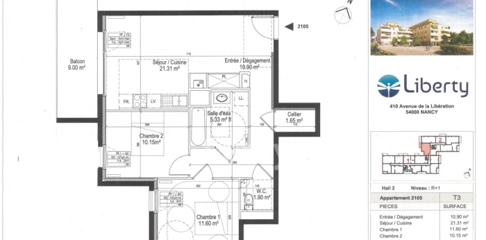 Image 9 sur 10 - Appartement  ·  Location · Nancy (54000) · 3 pièces · 63m²