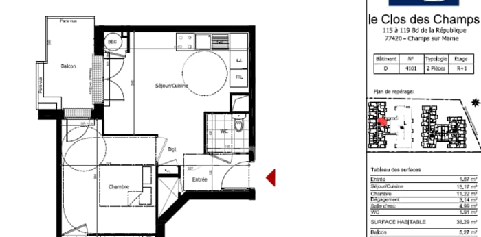 Image 7 sur 7 - Appartement  ·  Location · Champs Sur Marne (77420) · 2 pièces · 38m²