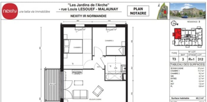 Image 6 sur 7 - Appartement  ·  Location · Malaunay (76770) · 3 pièces · 60m²