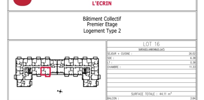 Image 2 sur 2 - Appartement  ·  Location · Etampes (91150) · 2 pièces · 44m²