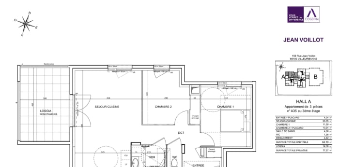 Image 7 sur 7 - Appartement  ·  Location · Villeurbanne (69100) · 3 pièces · 63m²