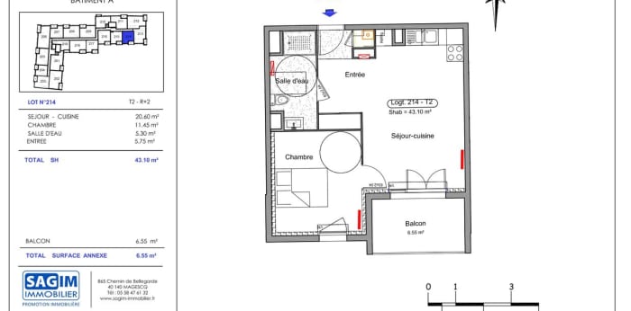Image 5 sur 5 - Appartement  ·  Location · Biscarrosse (40600) · 2 pièces · 43m²