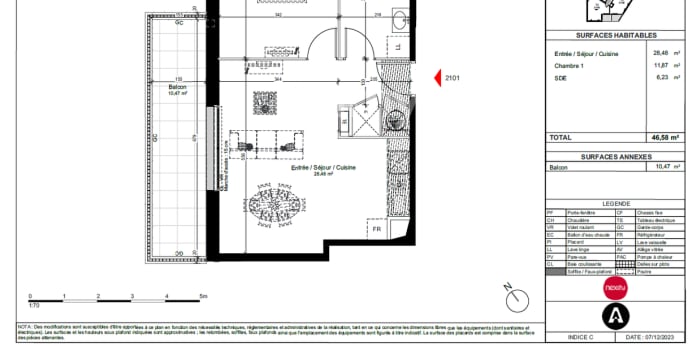 Image 1 sur 1 - Appartement  ·  Location · Guidel (56520) · 2 pièces · 47m²