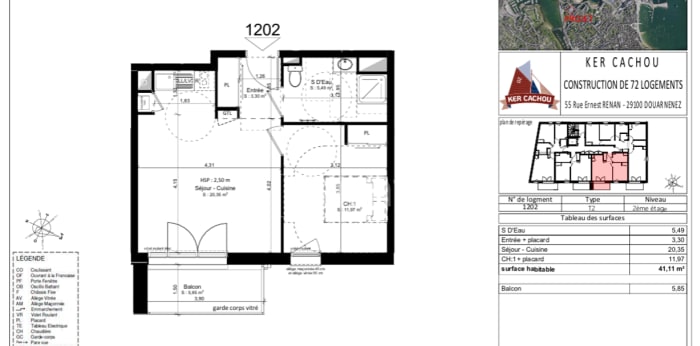 Image 1 sur 1 - Appartement  ·  Location · Douarnenez (29100) · 2 pièces · 41m²