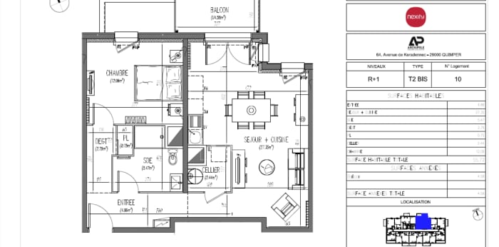 Image 1 sur 1 - Appartement  ·  Location · Brest (29200) · 2 pièces · 56m²