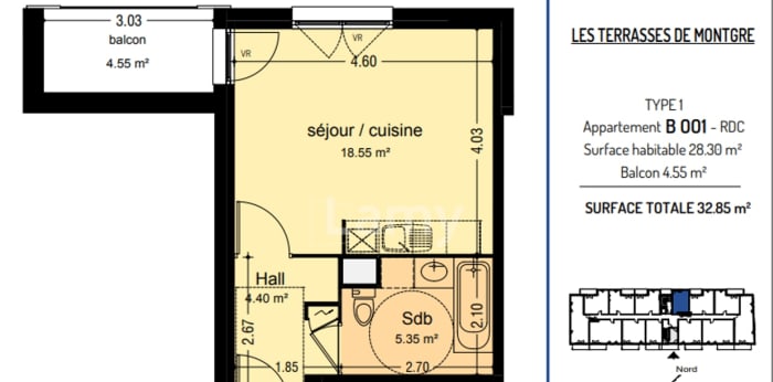 Image 4 sur 5 - Appartement  ·  Location · Lens (62300) · 1 pièce · 28m²