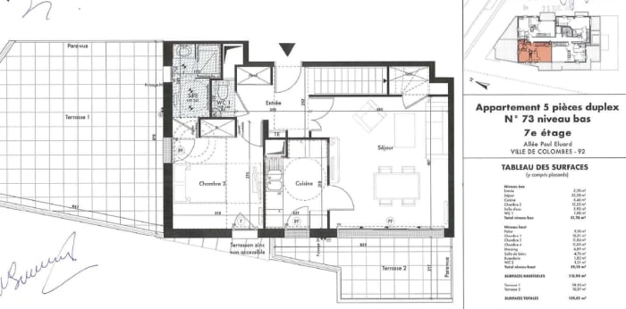 Image 1 sur 2 - Appartement  ·  Location · Colombes (92700) · 5 pièces · 111m²