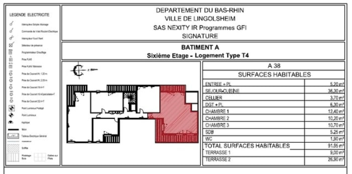 Image 1 sur 2 - Appartement  ·  Location · Lingolsheim (67380) · 4 pièces · 92m²