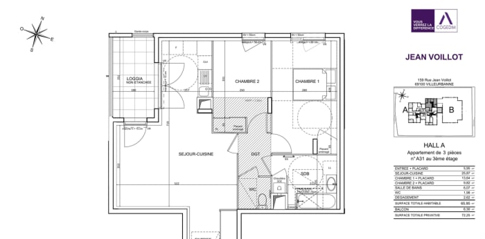 Image 13 sur 13 - Appartement  ·  Location · Villeurbanne (69100) · 3 pièces · 66m²