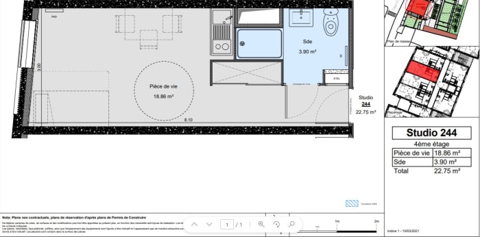 Image 8 sur 8 - Appartement  ·  Location · Dijon (21000) · 1 pièce · 23m²