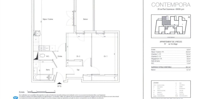 Image 5 sur 5 - Appartement  ·  Location · Lyon (69008) · 3 pièces · 64m²