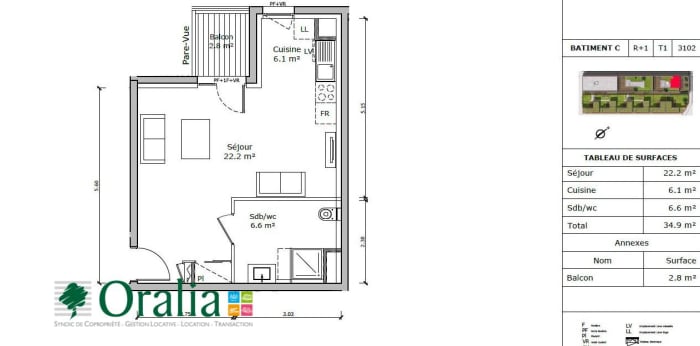 Image 12 sur 12 - Appartement  ·  Location · Dijon (21000) · 1 pièce · 35m²