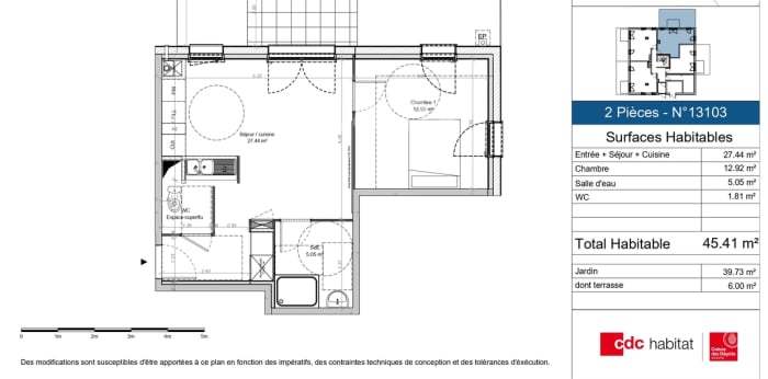 Image 2 sur 14 - Appartement  ·  Location · Etampes (91150) · 2 pièces · 46m²