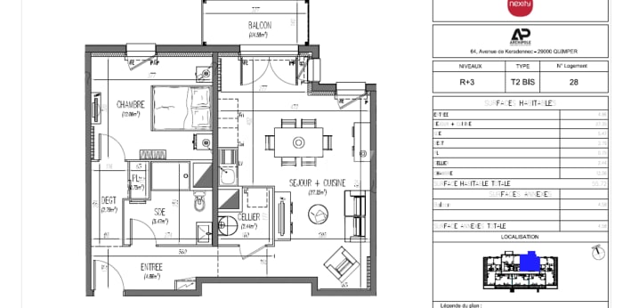 Image 4 sur 8 - Appartement  ·  Location · Brest (29200) · 2 pièces · 56m²