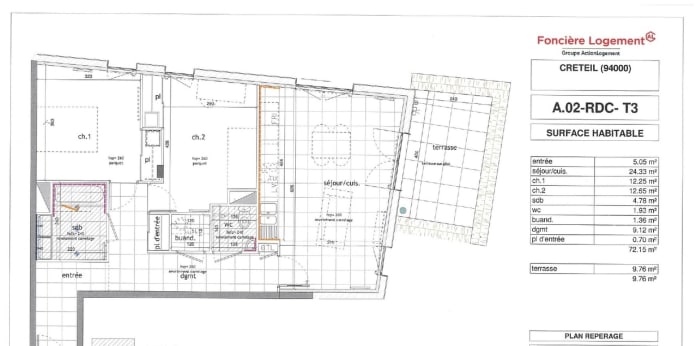 Image 1 sur 1 - Appartement  ·  Location · Creteil (94000) · 3 pièces · 72m²