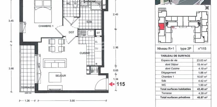Image 1 sur 5 - Appartement  ·  Location · Poissy (78300) · 2 pièces · 42m²