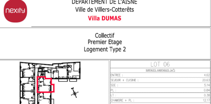 Image 3 sur 8 - Appartement  ·  Location · Villers Cotterets (02600) · 2 pièces · 44m²