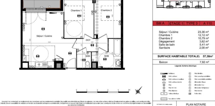 Image 6 sur 15 - Appartement  ·  Vente · Cenon (33150) · 3 pièces · 57m²