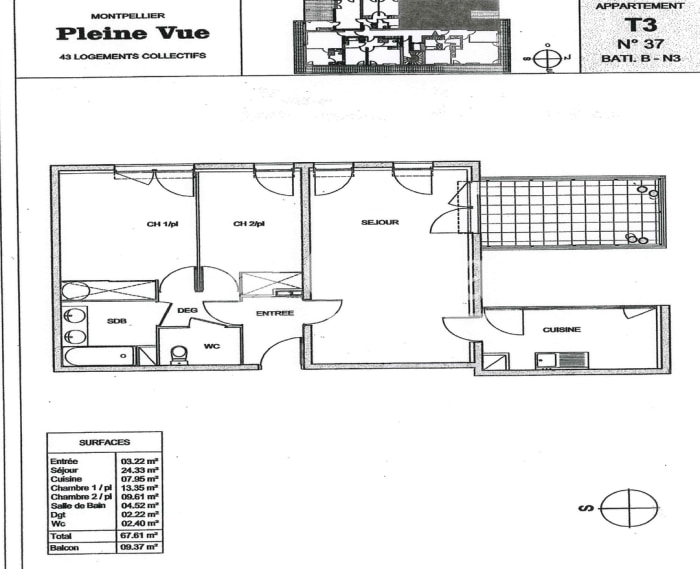 Image 2 sur 8 - Appartement  ·  Location · Montpellier (34090) · 3 pièces · 68m²