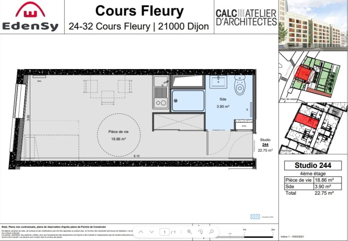 Image 8 sur 8 - Appartement  ·  Location · Dijon (21000) · 1 pièce · 23m²